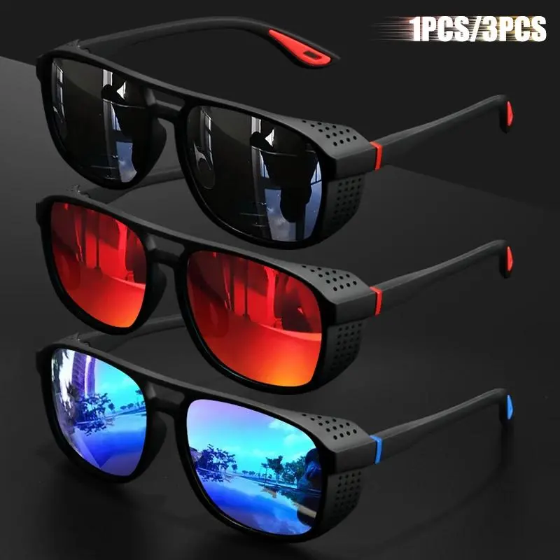 XUH Unisex Polarized Outdoor Sports Sunglasses (1PC/3PC Options) - Nylon TR90 Frame, Lightweight Windproof UV400 Shield, Retro Square Anti-UV Men's Sports Eyeglasses for Running, Cycling