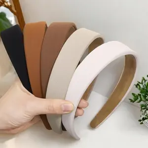Trendy Headbands for Women Long Short Hair, Non Slip 1 Inch Wide Headband Neutral Solid Color for Vintage Outfit