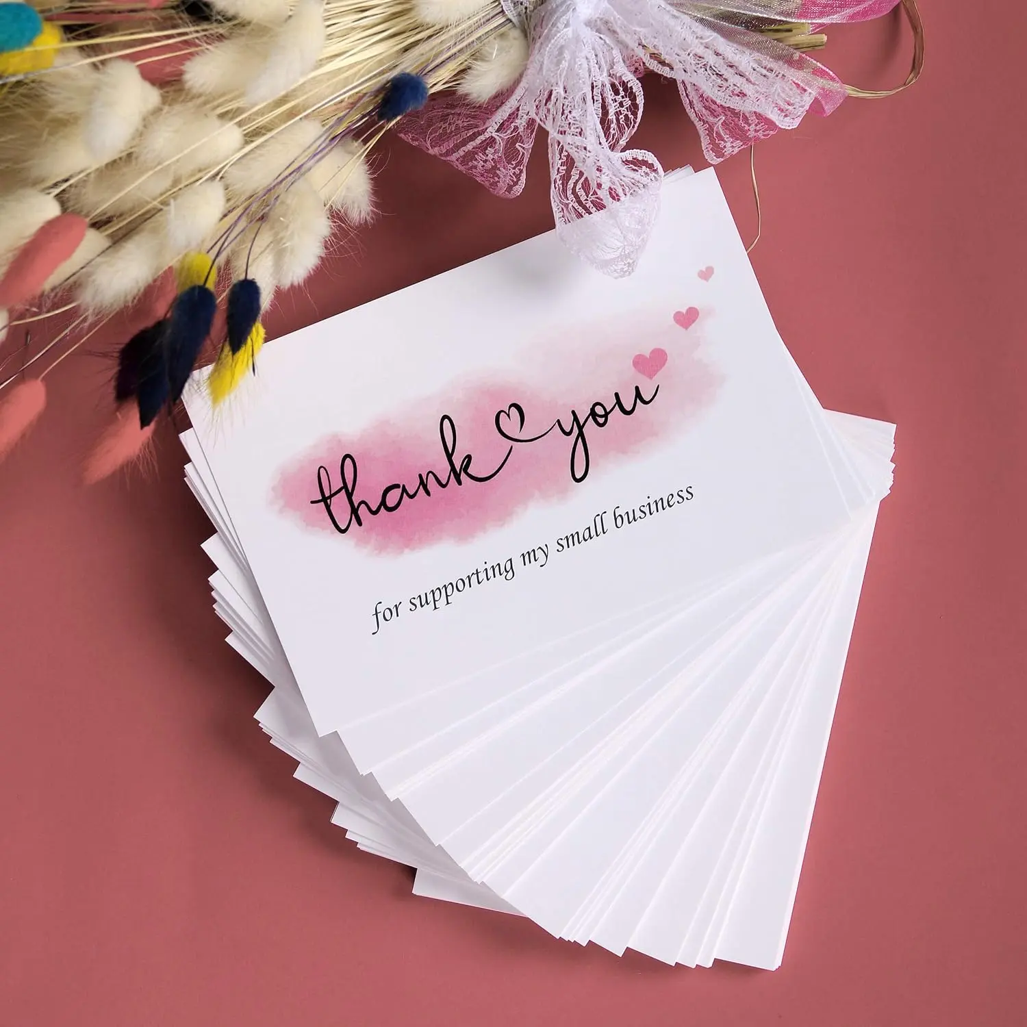 100 Thank You For Supporting My Small Business Cards, Elegant and Professional Design, 4" x 6", Recommended for  Retailers, Small Business Owners and Local Stores