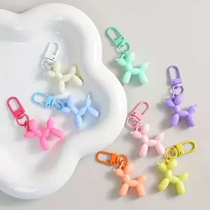 8pcs Candy-Colored Acrylic Puppy Balloon Dog Pendant, DIY Craft Material Set Cream Series, Suitable for Bracelets, Necklaces, Phone Accessories, Keychains, Cute Couple and Best Friend Bag Charms, Colors Shipped Randomly