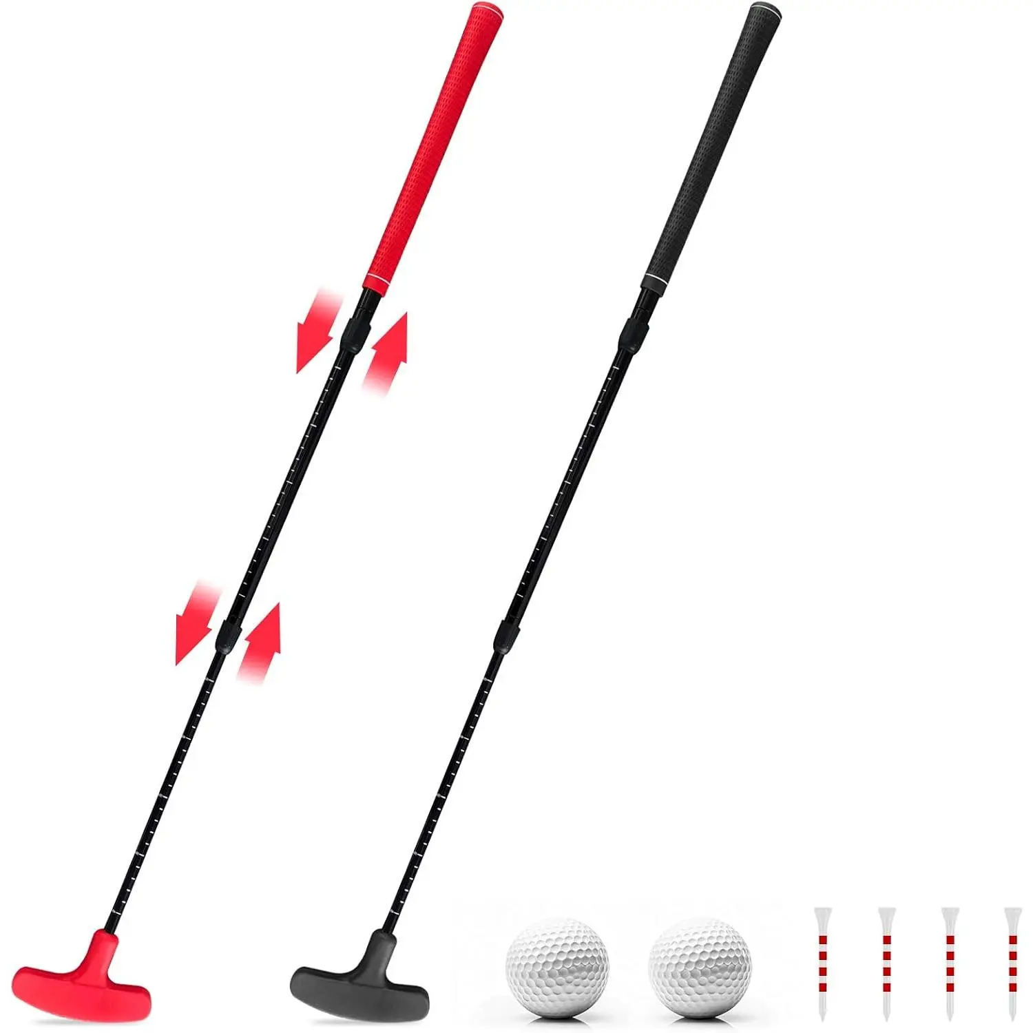 4 Pack Multicolor Golf Putters Set with 6 Practice Balls, Adjustable Length Two-Way Putter for Right/Left Handed, Golf Clubs for Men's Women's , Indoor Outdoor Use
