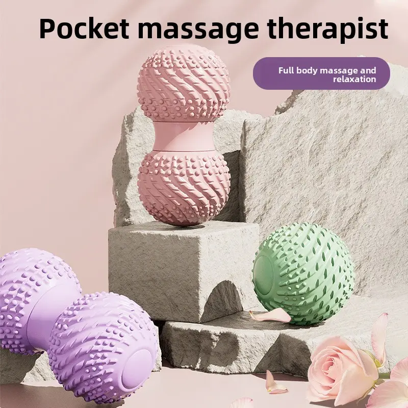 2-in-1 Peanut Massage Ball Roller for Deep Tissue Muscle Relief, Double Lacrosse Trigger Point Massager for Myofascial Release, Back Neck Shoulder Therapy, Yoga & Gym Fitness Equipment