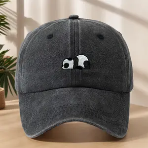 Cute Panda Lover Gift Embroidered Dad Hat Sleeping Panda Present Vintage Washed Black Cotton Baseball Cap Premium Stitching Novelty Animal Apparel Casual Outdoor Everyday Vacation Sun Hat Novelty Gift Father's Day Gift  Class of 2026