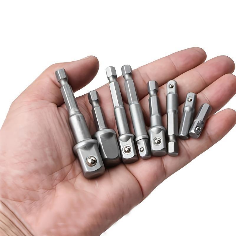 Drill Socket Adapter Set, Hex Shank Extension for Impact Drivers, 1/2'' 3/8'' 1/4'' Square Bit Adapter Set, Power Tool Accessories, Construction Tools
