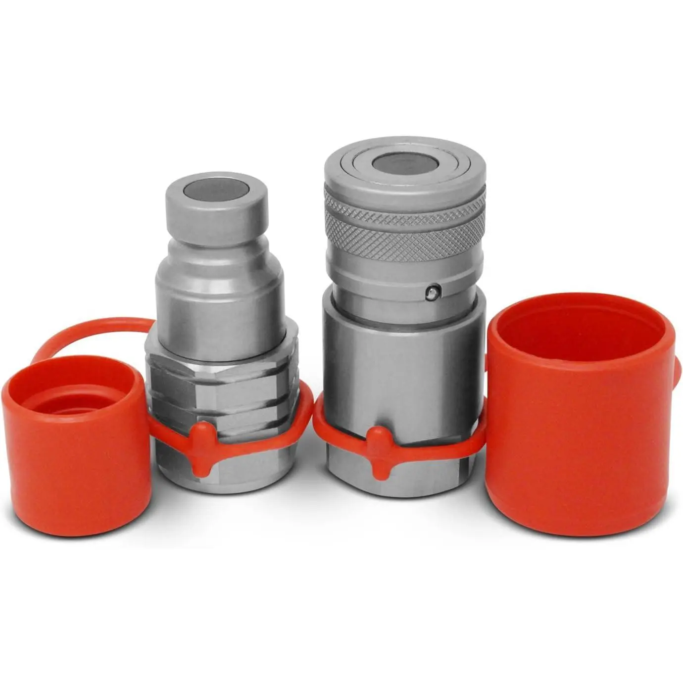 1/2" Skid Steer Bobcat Flat  Hydraulic Quick Connect Couplers/Couplings Set w/Dust Caps