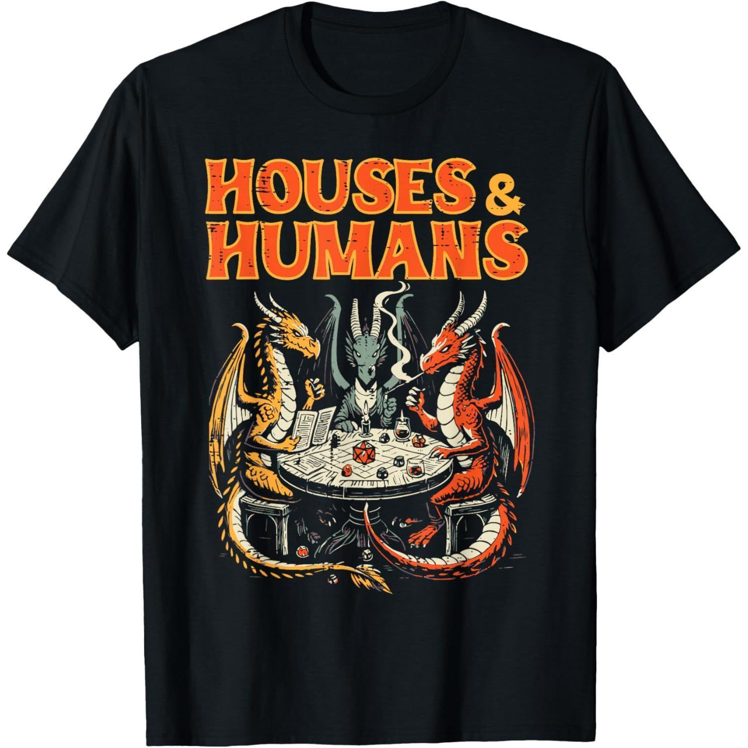 Gaming Houses Humans Funny Rpg Parody Gamer Men  T-Shirt
