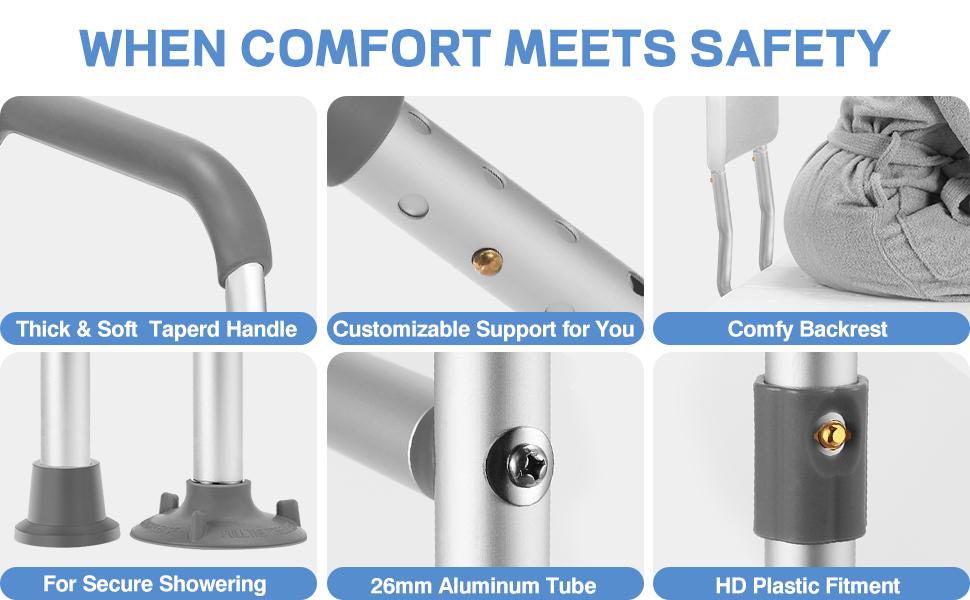 Tub Transfer Bench for, Tool Free Assembly Shower Chair with Backrest & Armrest, Shower Bench, Shower Seat for Elderly and Disabled Tub Transfer Bench for, Tool Free Assembly Shower Chair with Backrest & Armrest, Shower Bench, Shower Seat for Elderly and Disabled