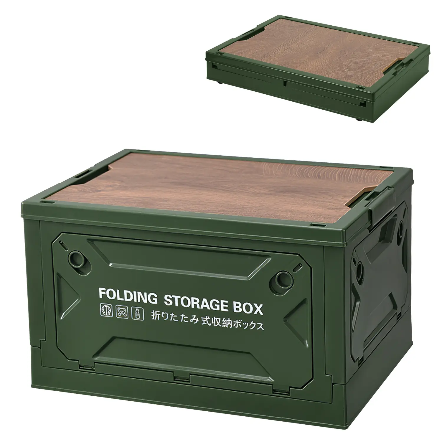 Collapsible Storage Bin with Lid, Folding Camping Storage Box with Cutting Board Top, Stackable Organizer with 4 Lockable Side Doors & Rolling Wheels for Home, Car, RV & Camping,Sports & Outdoors