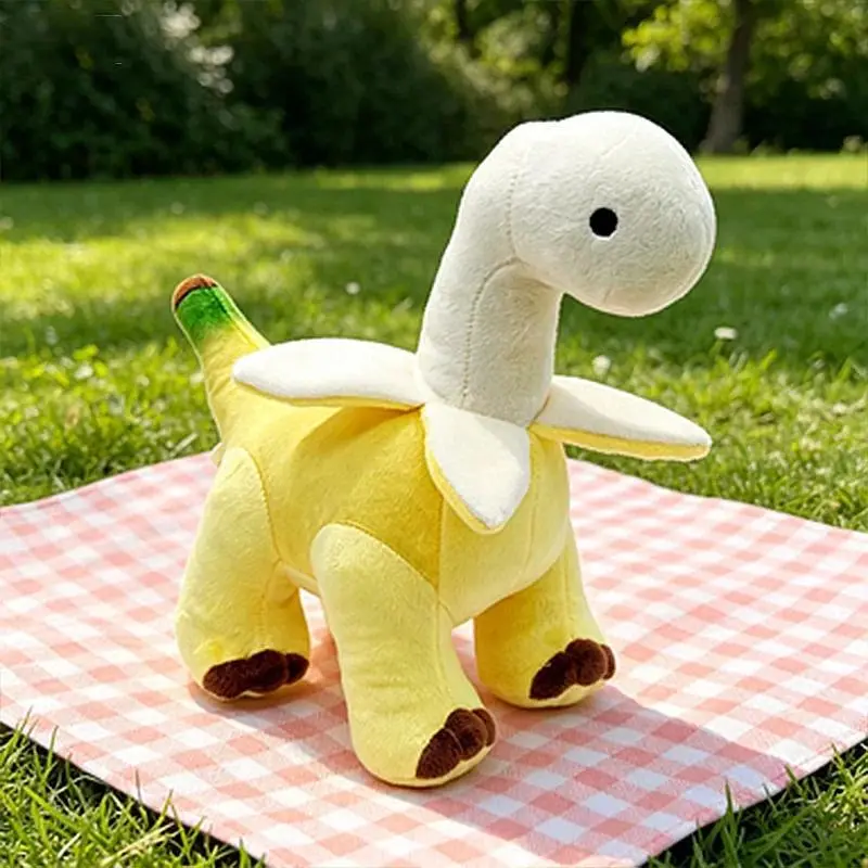 28cm Peeled Banana Brontosaurus Soft Plush Toy, Stuffed Dragon Animal, Stress Relief Classic Novelty Toy for Kids & Couples Gift