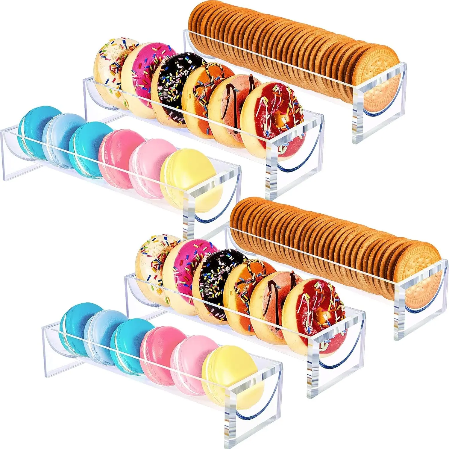 6 Pcs U-Shaped Clear Acrylic Cracker Tray, Rectangular Serving Cracker Holder, Clear Food Display Stand Biscuit Server for Home Party
