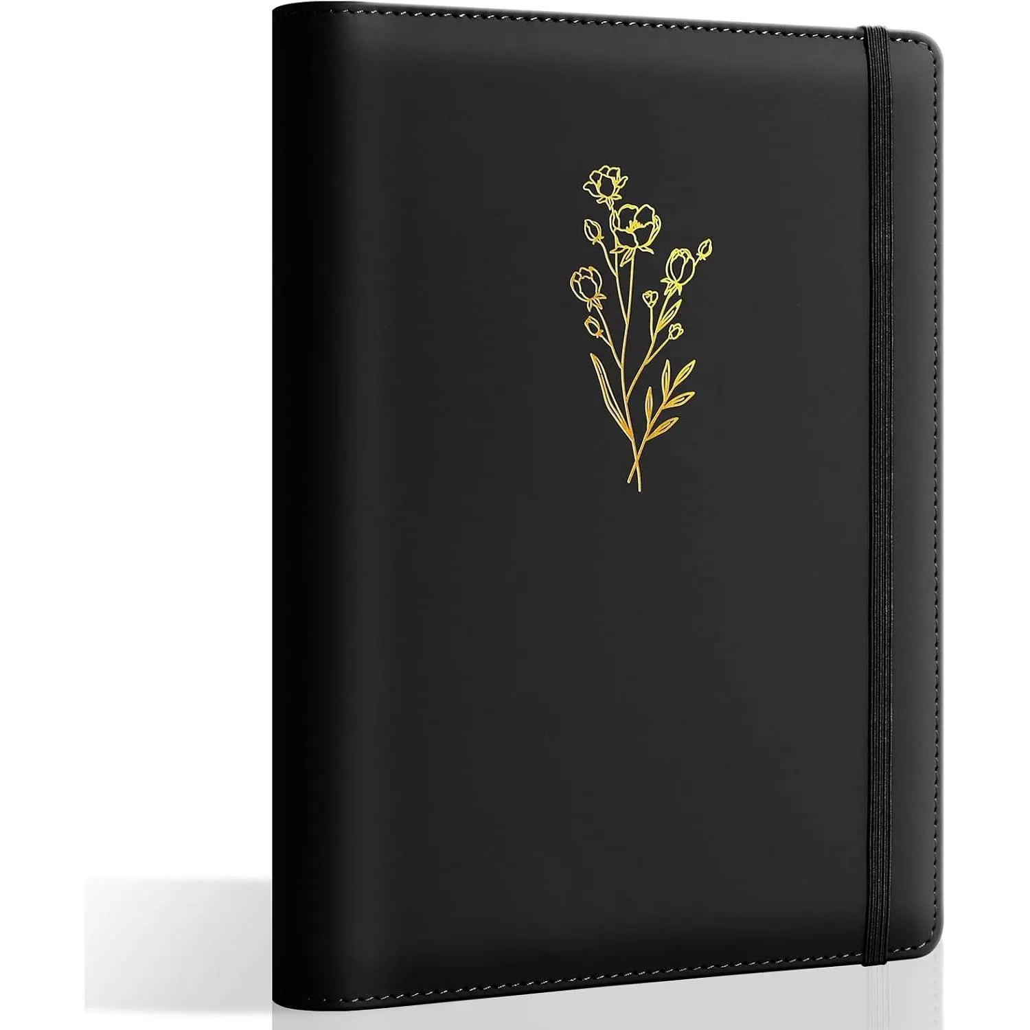 PU Leather Aesthetic A6 Binder 6 Ring Binder Journal Cover | No Refill Paper Refillable A6 Planner Binder Loose Leaf Binder for A6 Notebook with Inner Pockets, Black