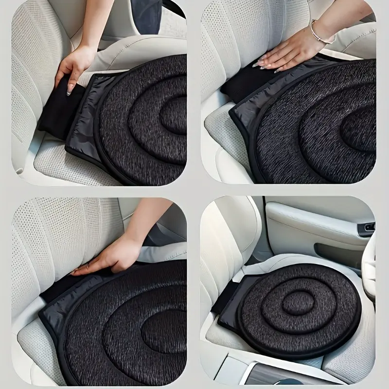 360° Swivel Memory Foam Car Seat Cushion - Ergonomic Lumbar Support Pillow, Form-Fitting & Easy Install, for Office Chair and Long Drive Comfort