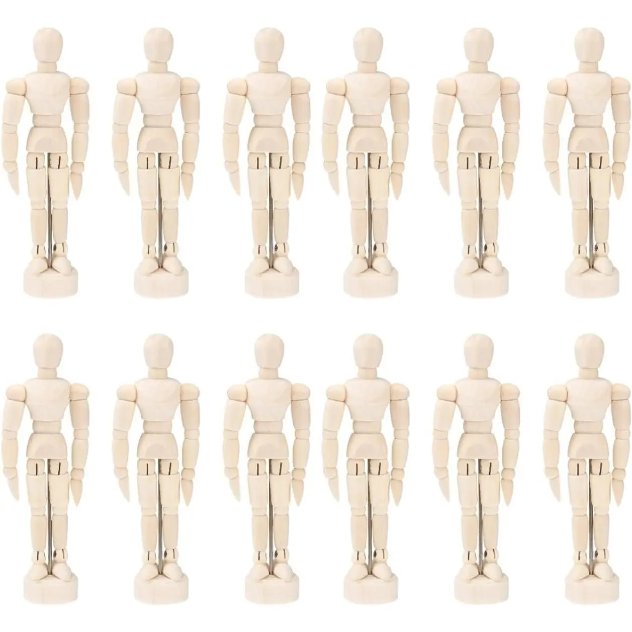 Artists Wooden Manikin Jointed Mannequin: 12 Pack 4.5 Inch Artist Mannequin Model Drawing Figure Model Wooden Mannequin Artist Manikin with Stand for Drawing Painting Desk Decoration