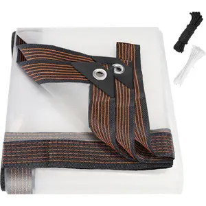 8x16ft Clear Waterproof Tarps Transparent Tarpaulins Clear Vinyl Tarps with Grommet, Transparent Cover for Greenhouse,,Porches,Tent,Coop