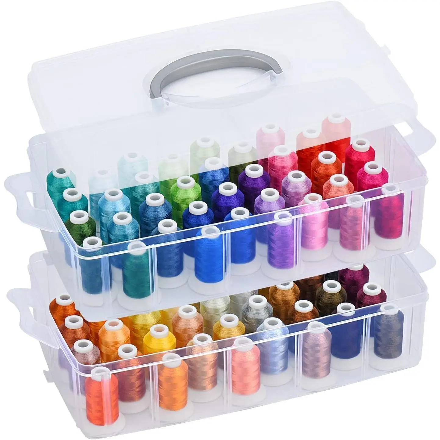 80 Colors Embroidery Thread 500M (550Y) with Clear Plastic Storage Box Polyester Embroidery Machine Thread Compatible with Janome and Robison-Anton Colors