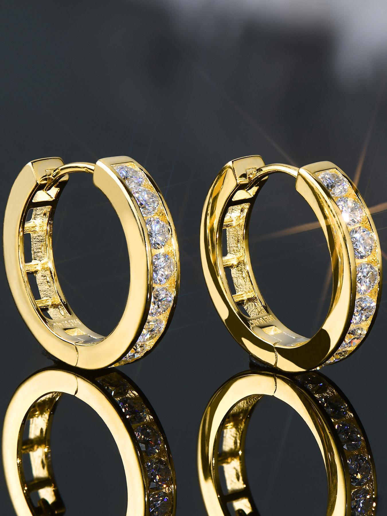 S925 Sterling Silver 0.96 Carat Synthetic Moissanite Earrings, Luxury Gorgeous Earrings for Women & Girls, Trendy All-match Jewelry for Birthday Gift