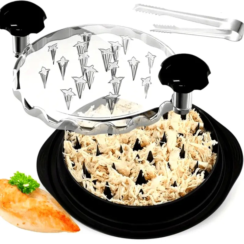 Manual Meat Shredder for Chicken BBQ with Ergonomic Double Handles Non - Slip Base BPA Free Large Transparent Safety Cover Easy to Clean Kitchen Tool for Grilling Sandwiches Stir - Fry Kitchen Essential Gadget Father's Day Gi