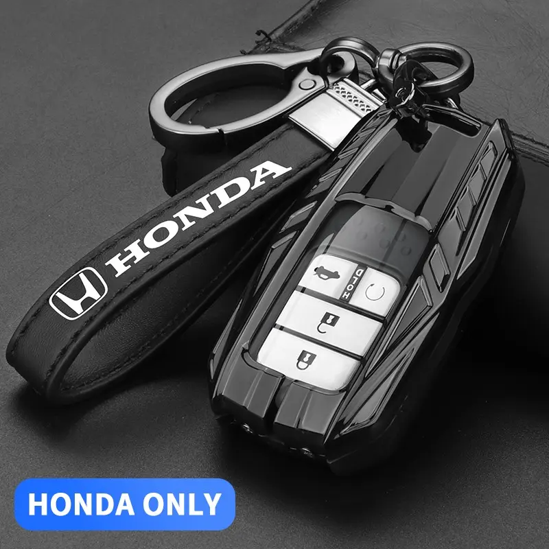 Mecha-style alloy car key case suitable for Honda CRV/CR-V, Civic, Accord, HR-V, City, Odyssey, XR-V, car key bag, Key Fob Cover, Car key protector, full-wrap shockproof and wear-resistant buckle