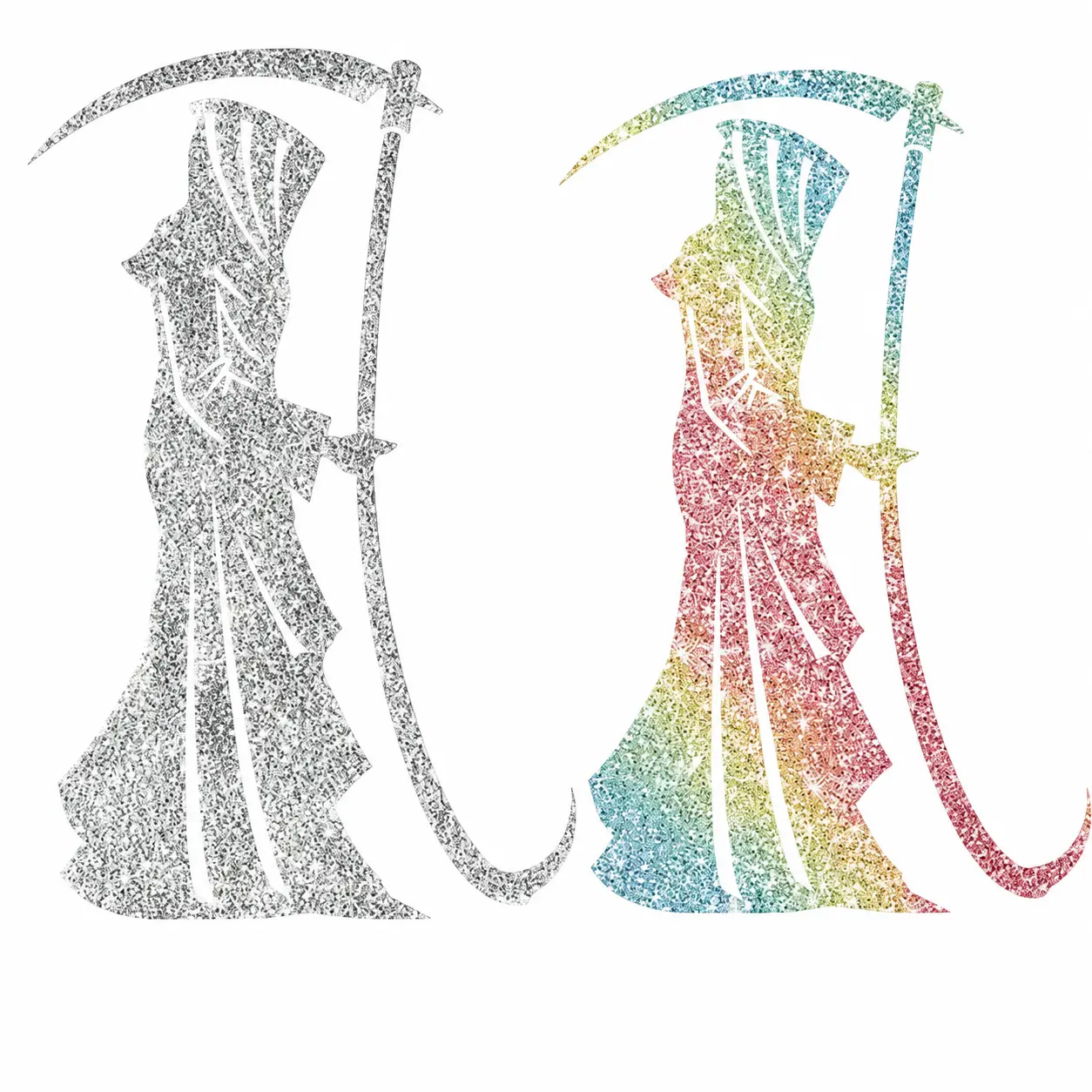 Premium Waterproof Rhinestone Grim Reaper Car Sticker – Glitter Gothic Death Decal for Windows, Bumpers & Exterior Trim – Spooky Halloween Auto Decoration, Durable Weather-Resistant Vehicle Accent for Cars, Motorcycles and RVs
