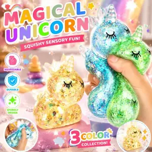 3-Pack Unicorn Malt Sugar Stress Relief Toys, Sensory Soft Balls for Adults & Kids, Party Gifts, Anxiety Relief, Squishy Fun