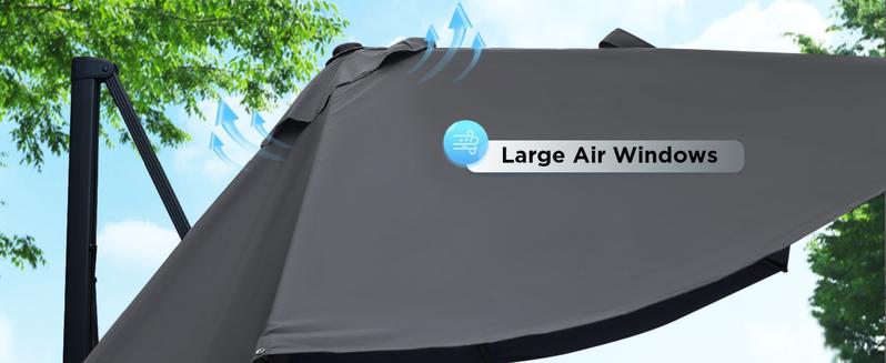 Extra Large 10' X 13' Cantilever Patio Umbrella, 360°Rotation, Rectangular Cantilever Patio Umbrella, Heavy Duty Windproof Off-Set Patio Umbrella, Easy Tilt Sunshade Waterproof for Deck Pool Patio