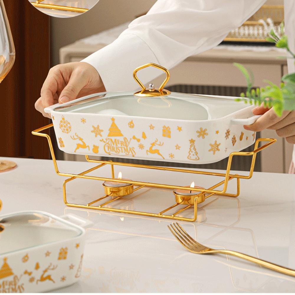 Rectangular Ceramic Casserole with Lid, High-Temperature Glazing for Halloween and Christmas, Available in Three Sizes, Creative Pot Holder for Home Dining & Parties