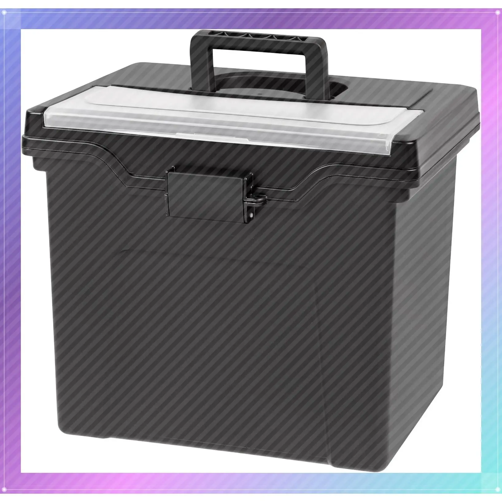 Portable File Box Organizer with Lid for Letter Size Files, Secure Storage On The Go, BlackGift