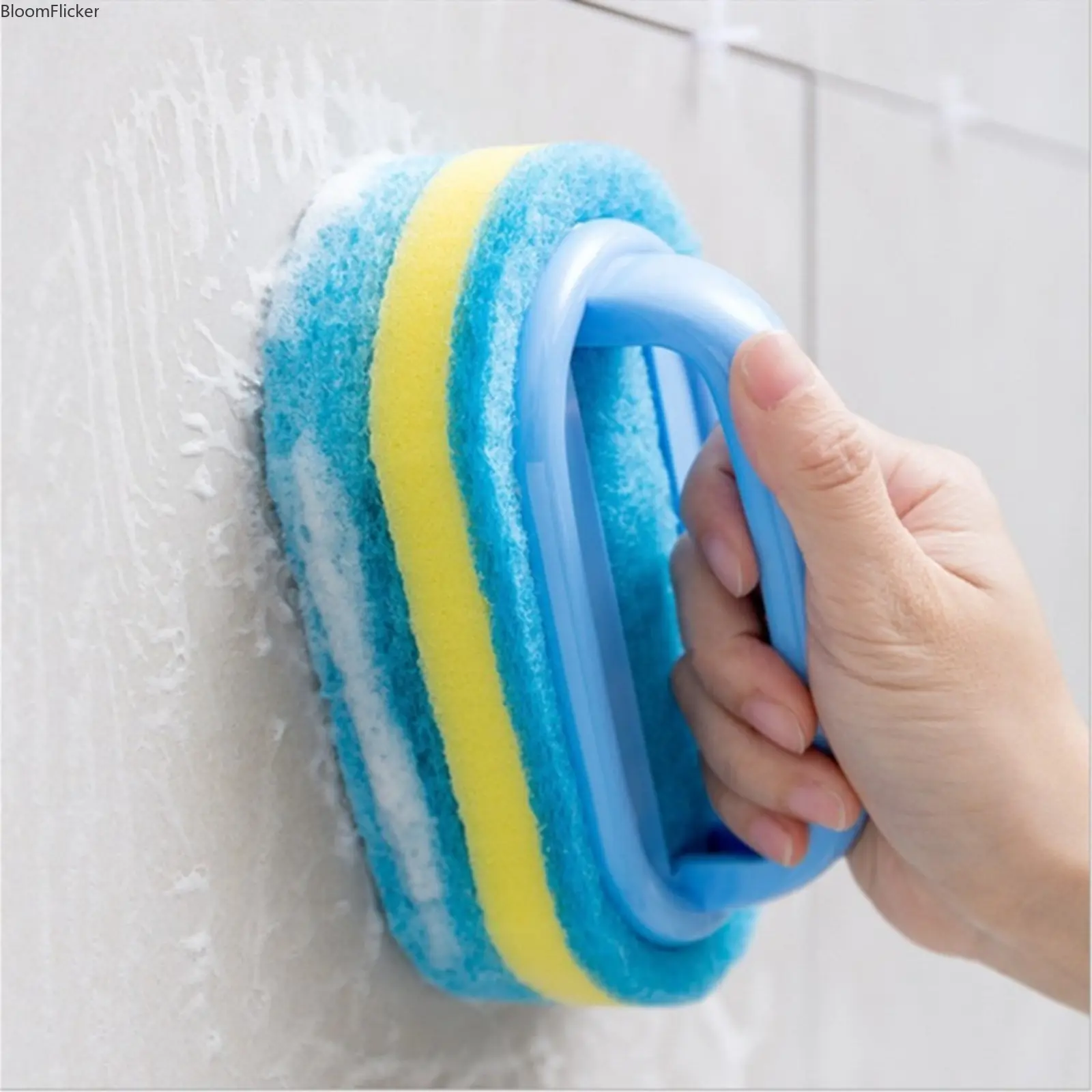 Handheld Sponge Scrub Brush, Thickened Kitchen Dish & Pot Cleaning Scrubber, Ergonomic Handle Household Cleaning Tool for Washing Dishes, Cookware & Daily Kitchen Chores