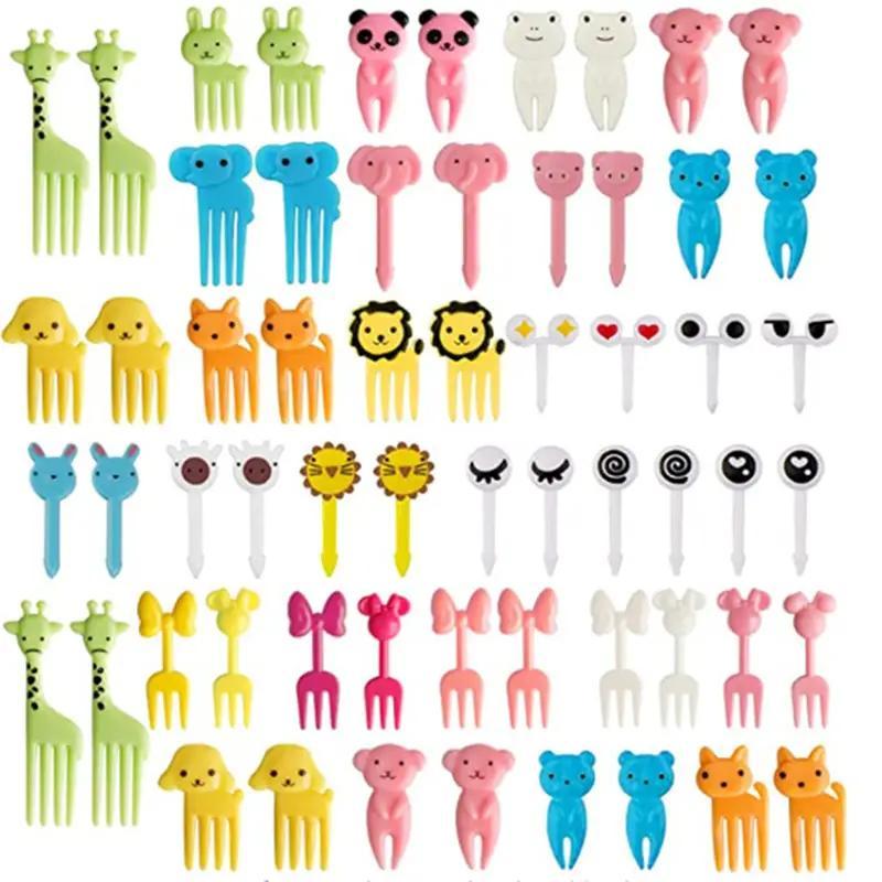10pcs Random Style Animal Design Mini Lunch Picks, Small Cartoon Fruit Forks, Cutlery, Tableware, Utensils, Vegetable & Fruit Toothpicks, Suitable for Kids