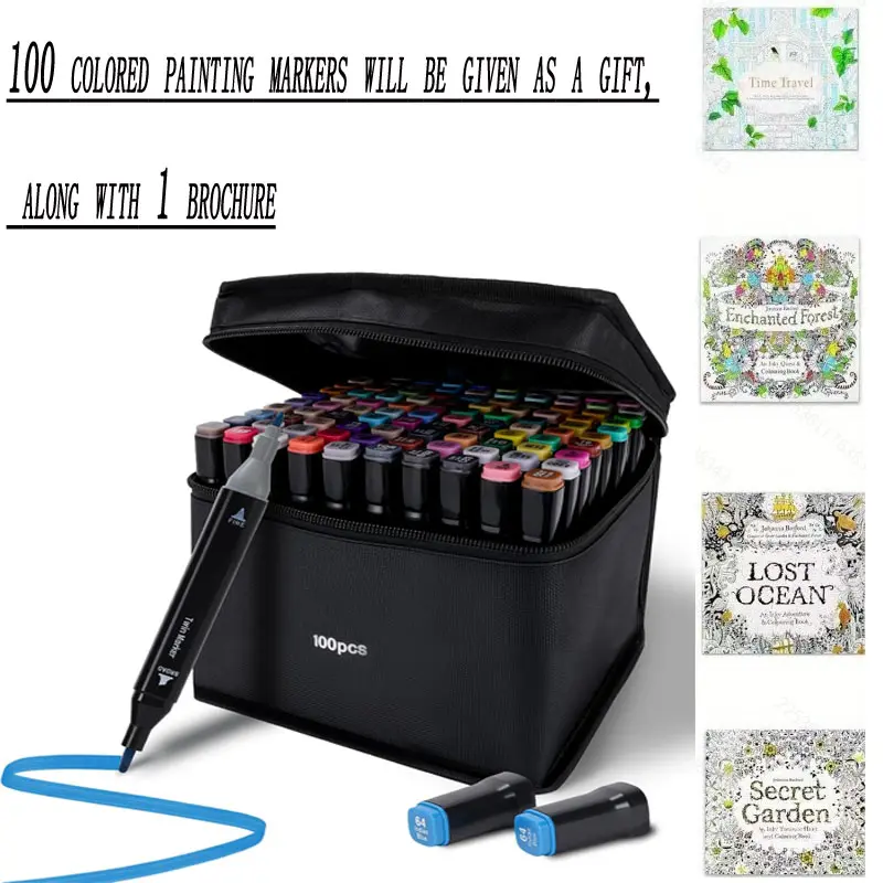100 Colors Double-Tip Brush Pens, Watercolor-Based Markers, Alcohol Markers for Children and Adults, Drawing, Calligraphy, Lettering (100)