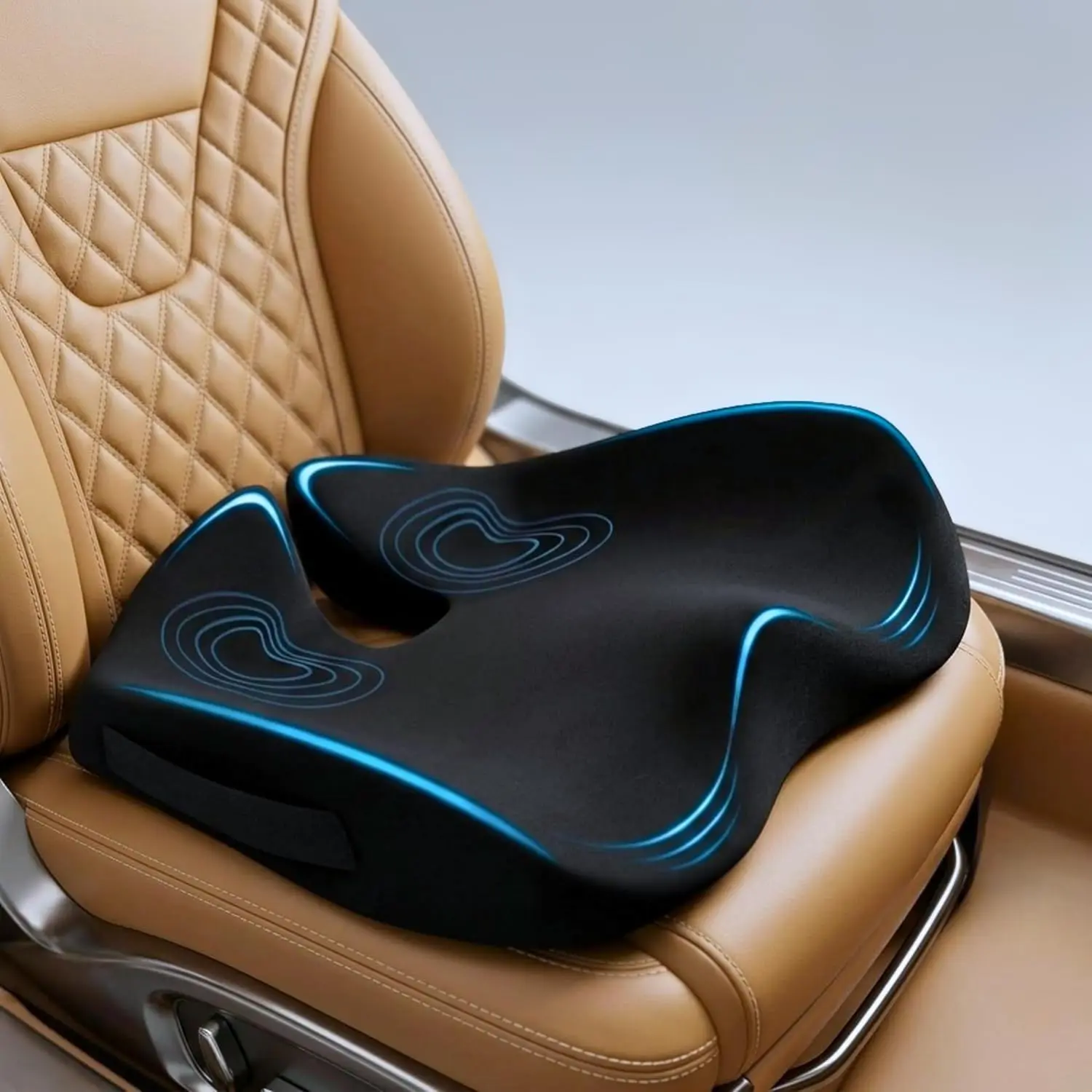 JOKG  Car Seat Cushion for Long Driving – X Large Memory Foam Seat Cushion for Sciatica & Tailbone Pain Relief, Orthopedic Coccyx Cushion with Non-Slip Bottom, Back Pillow for Car, Truck (Black)