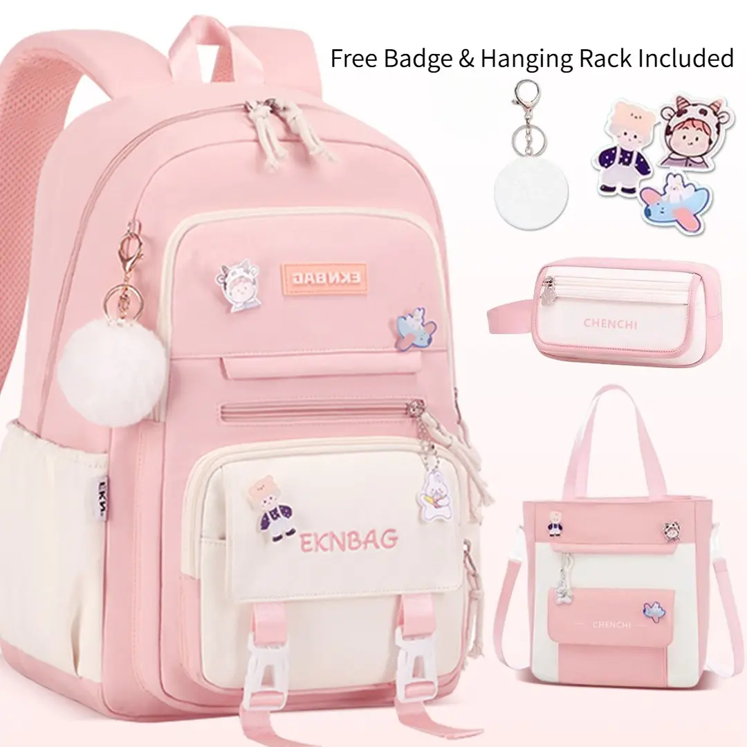 Backpack Set for Students, Water-Resistant Oxford School Bag, Large Capacity Ergonomic Backpack for School Students