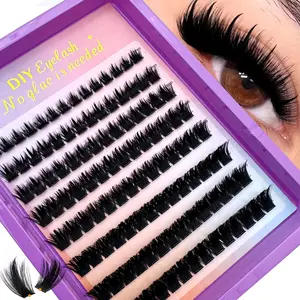 96/112/128 eyelash bundle kit, adhesive free self-adhesive 0.07D curl 8-16mm mixed length eyelash extension curl, natural appearance eyelash bundle extension DIY eyelashes, soft and lightweight, suitable for beginners, daily makeup, fake eyelashes