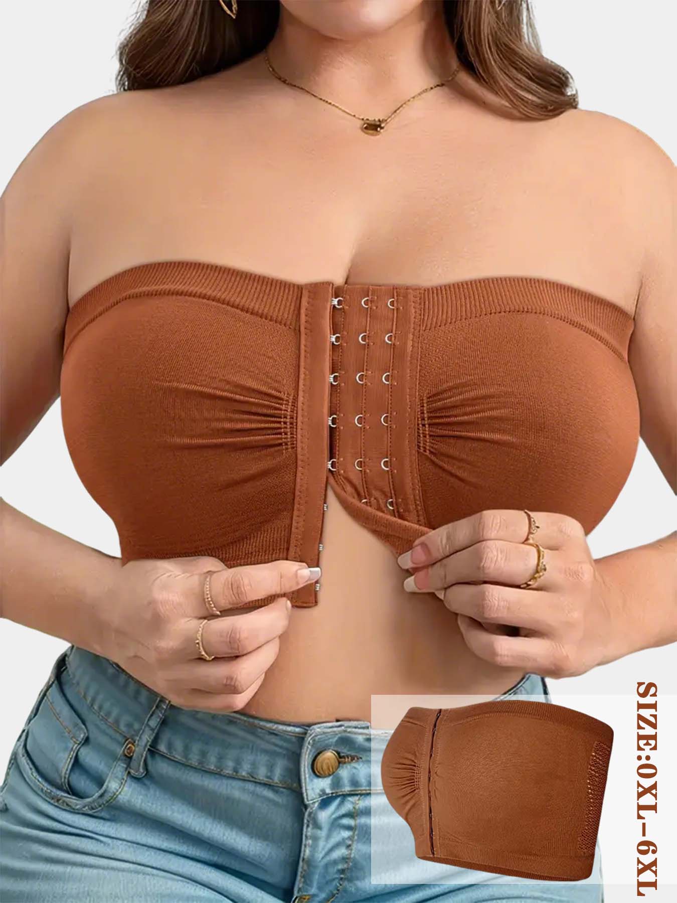 Plus Size Front Closure Wireless Bra, Comfortable Breathable Bandeau Sports Bra, Full Coverage Slimming Design, Workout Yoga Bra Plus Size Front Closure Wireless Bra, Comfortable Breathable Bandeau Sports Bra, Full Coverage Slimming Design, Workout Yoga Bra