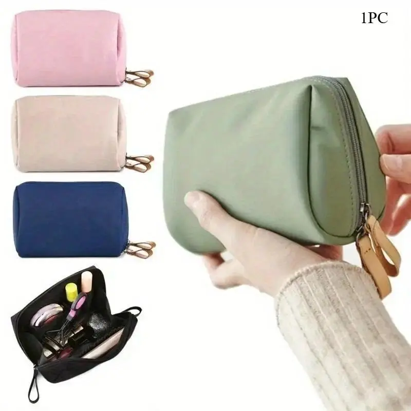 Mini Makeup Bag for Women, Solid Color Portable Travel Pouch, Robust Multi-purpose Toiletry and Coin Organizer, Compact, Toiletry Pouch, User-Friendly Organizer, One Size