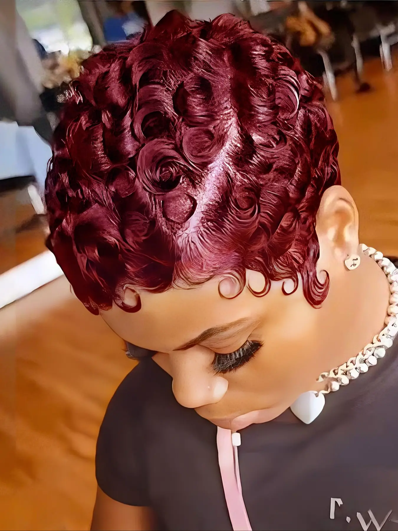 Pixie Cut Wig 13x4 Lace Front, Short Curly Pixie Wigs, Human Hair Wigs, Wavy Natural Color 99j, for Women, Natural Looking Wigs