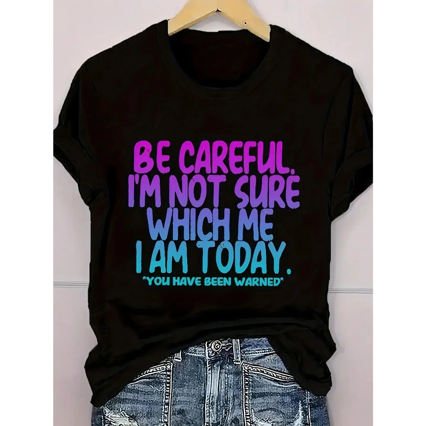 [Unisex][Lettering Everyday Tee] Funny Women's "I'm Not Sure Which Me I Am Today" T-Shirt |     Pink Crew Neck Tee |     Lightweight Casual Shirt |     Humorous Gift for Ladies |     Comfortable Fit