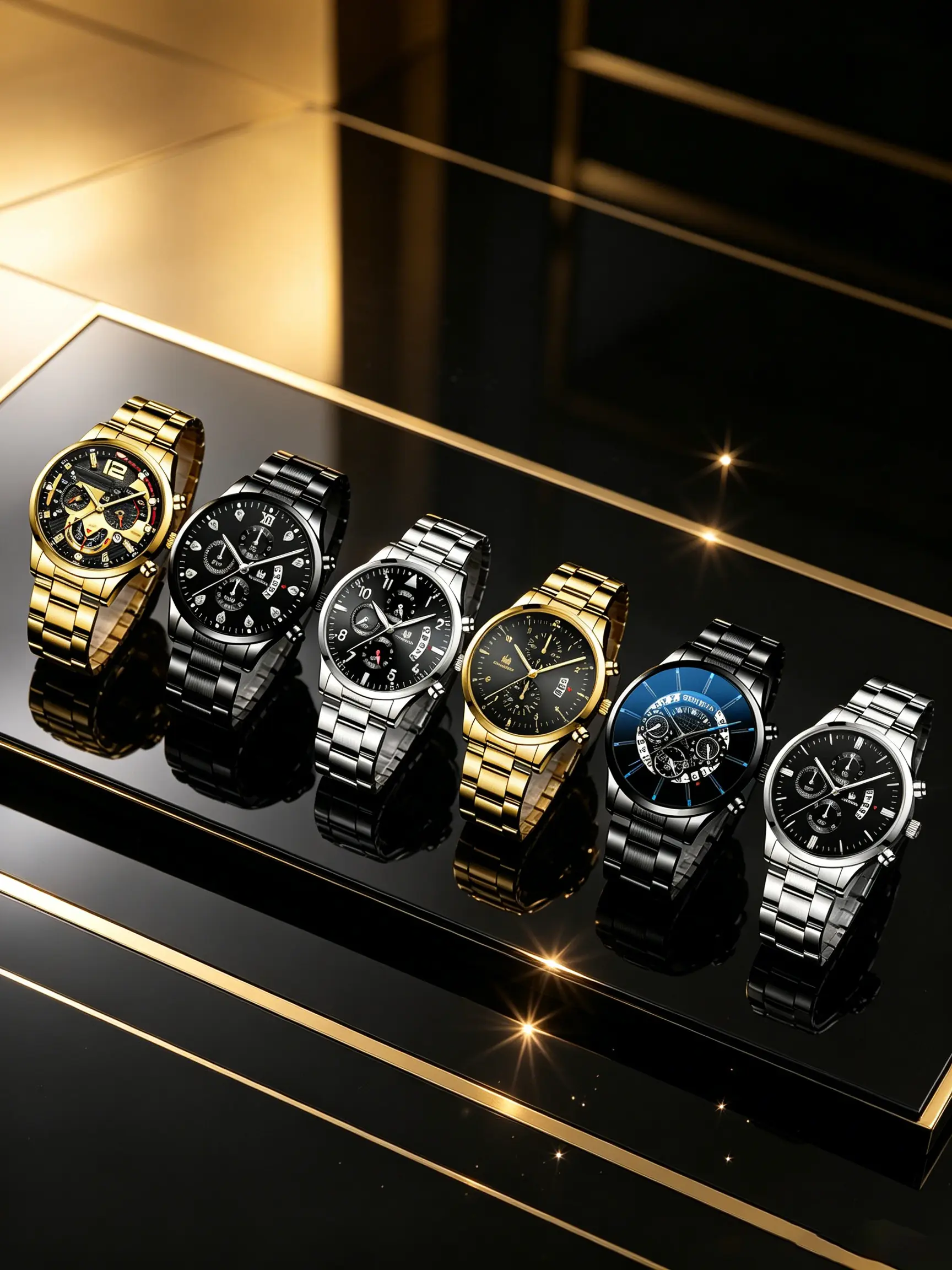 6pcs Luxury Business Fashion Men's Multi-Function Steel Band Quartz Watch, Perfect Gift for Daily Use and Special Occasions, Analog Wristwatches