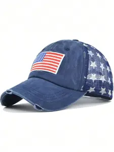 Usa Flag Embroidered Baseball Cap, Unisex Couples Hat, Fashion Casual Sunshade, Outdoor Sports Hat, Trucker Driver Hat, Adjustable Trucker Cap