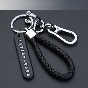 Mobile phone number plate woven rope car key anti-lost phone number plate DIY pendant key chain buckle, men and women