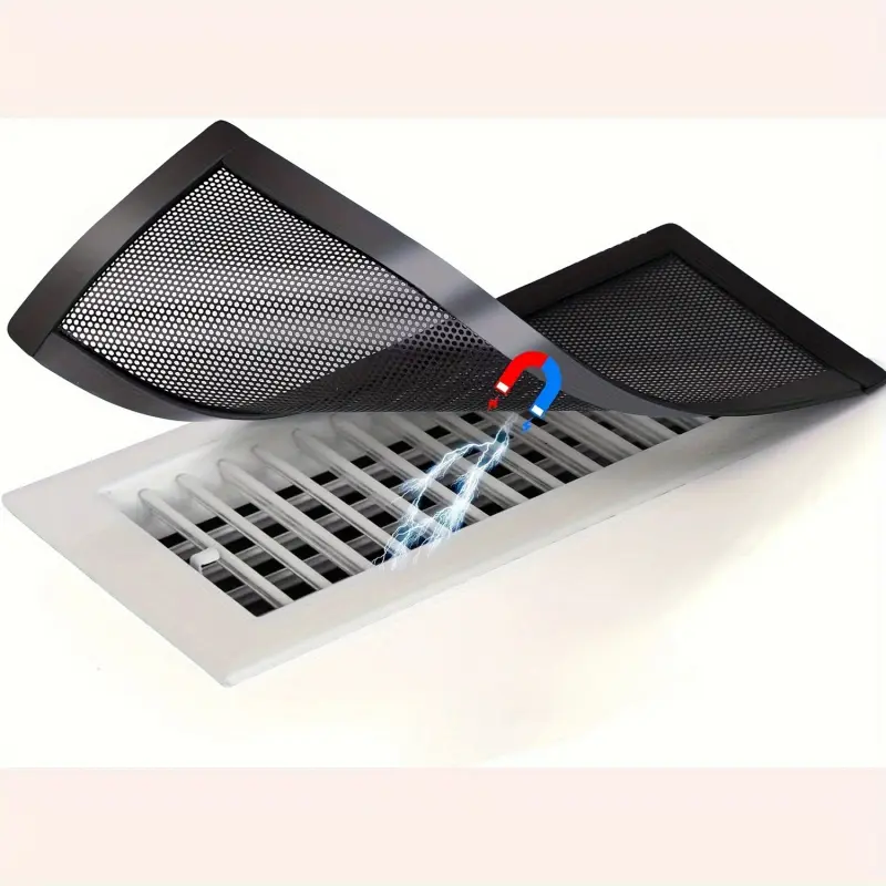 2 pieces magnetic floor vent covers, 4x10 inch PVC mesh covers, suitable for home ceiling and floor vents, dustproof, debris-proof, cockroach-proof, Ventilation vent covers
