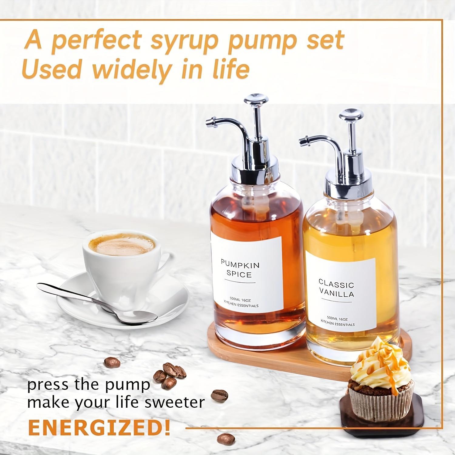 2pcs Set, Syrup Dispenser, Coffee Syrup Bottle, Coffee Bar Syrup Dispenser, Coffee Pump Dispenser, Oil Dispenser, Glass Syrup Bottle with Pump, Lotion Bottle, Hand Sanitizer Dispenser Bottle, Shampoo And Shower Gel Dispenser Bottle