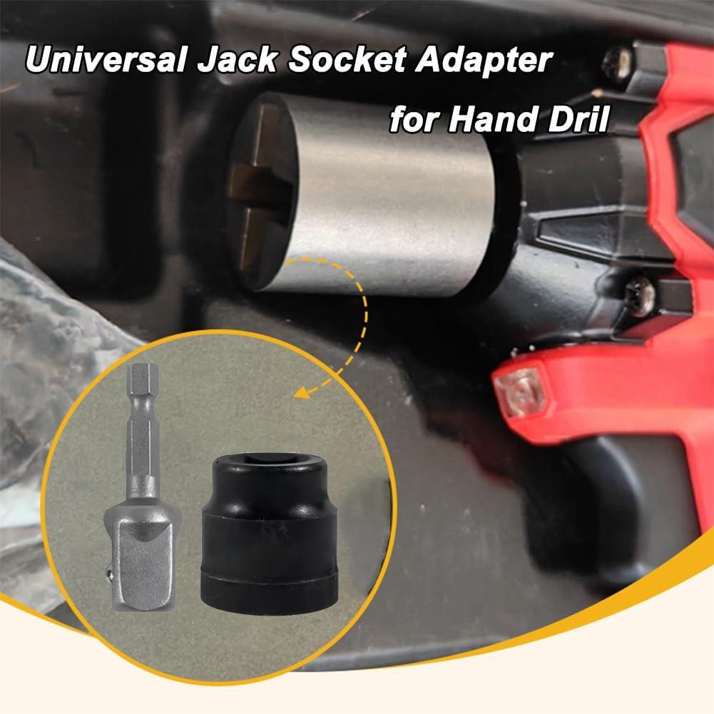 Universal Jack Socket Adapter for Hand Drill Rust-resistant Steel Converter for Scissor Car Jack Easy Tire Change Tool High-strength Chromium Vanadium Steel Corrosion Resistant Wrench Extend Rod Bolt and Nut Extractor Set Black Friday Multi-Tool kit micro