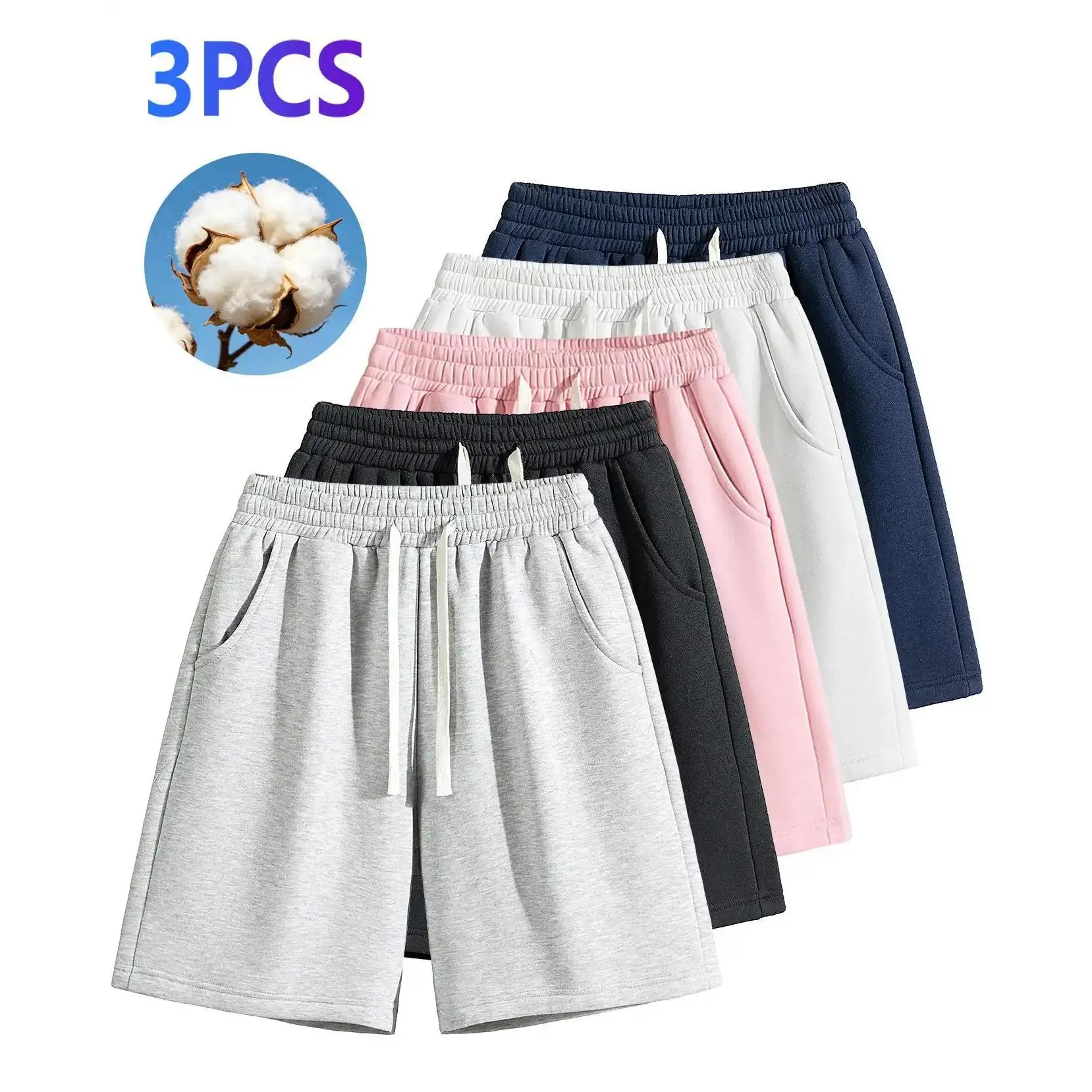 Men's Athletic Shorts, 5 Pack Loose-Fit Cotton Activewear with Above-Knee Cut, Quick Dry Fabric and Drawstring S M L sohochic