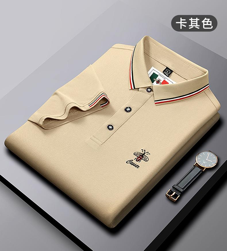 New Embroidered Bee Short Sleeve Lapel Polo Shirt High-end Trendy Brand Men's Top T-shirt