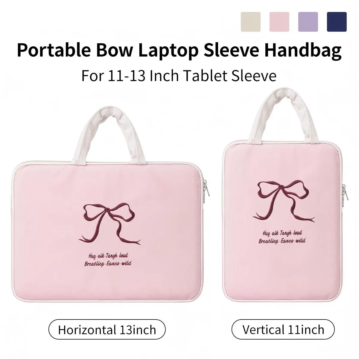 Tablet sleeve bag suitable for 11-13 inch tablets, portable zipper with smooth opening and closing, featuring butterfly embroidery, INS style, high-end feel