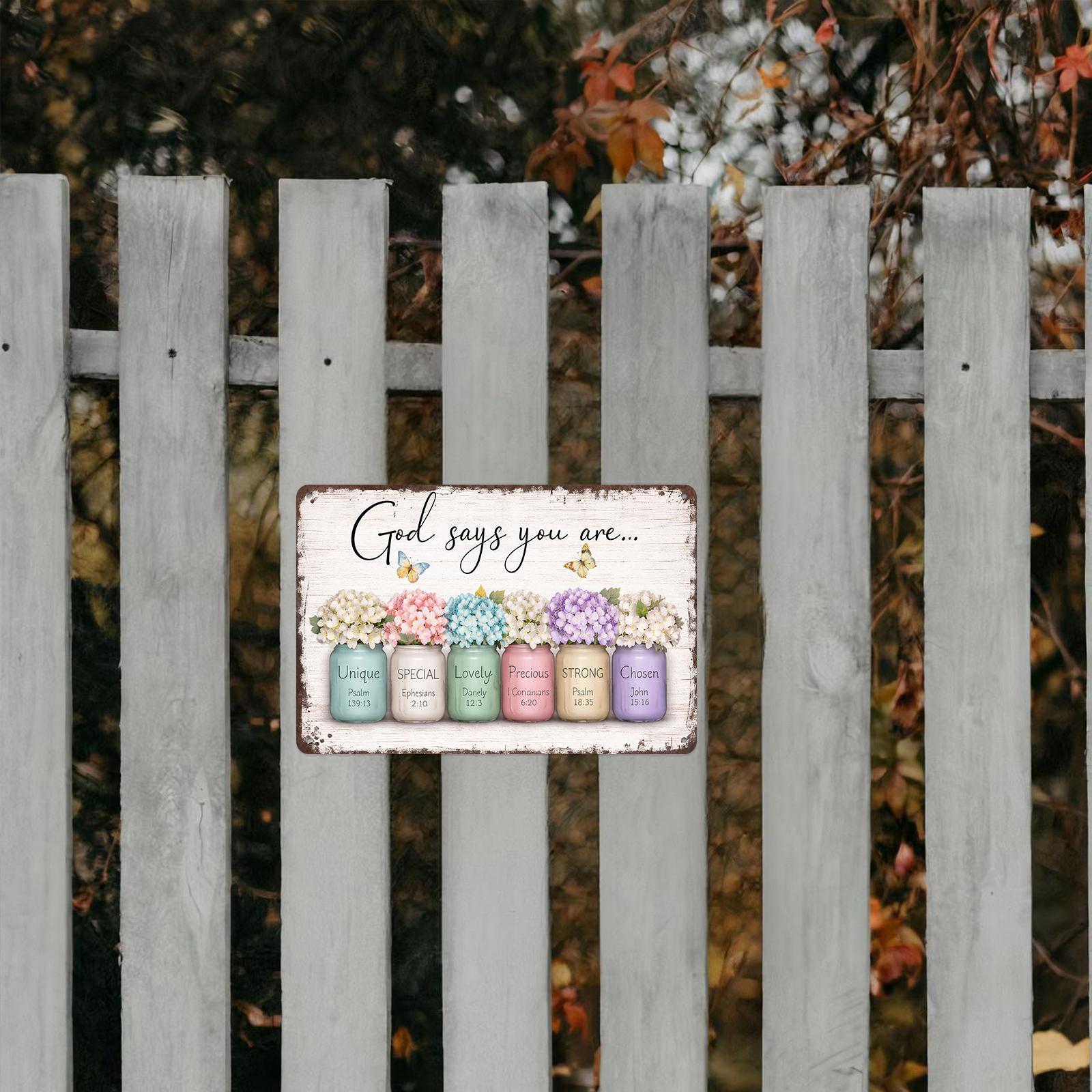 God Says You Are Unique Special Lovely Precious Strong Chosen 12x8 Inch Aluminum Metal Sign - Christian Inspirational Wall Decor for Home, Living Room, Bedroom, Office - Religious Tin Sign Gift for Family & Friends