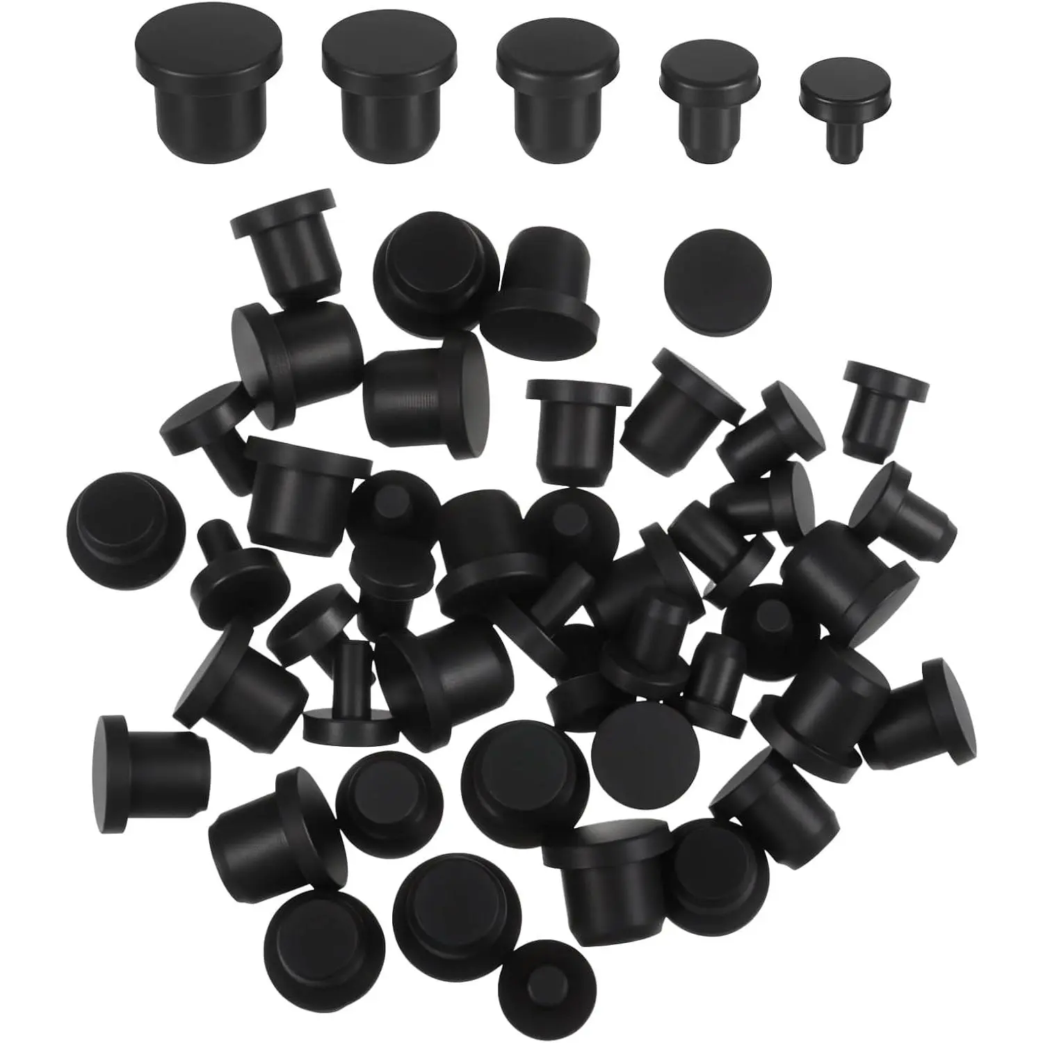 50 count  Rubber Hole Plug, 5 Sizes Plastic Hole Plugs  Cap Set, Black High Temp T-Type Holes Plug for  Coating  Sealing Plugs Pipe Holes Flower Pots