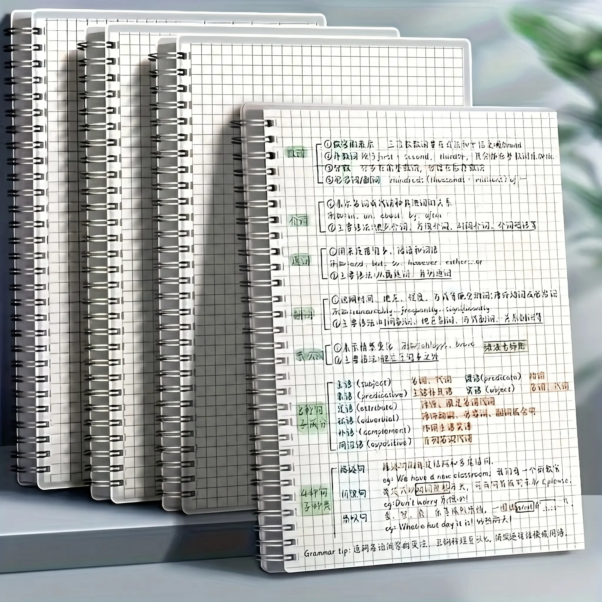 2/4/6/8pcs A5 Grid Notebook Set, 160 pages/80 sheets with spiral binding and premium thick paper, grid pages for note-taking, planning, drawing and drafting, ideal for office meeting notes, study notes, academic writing and daily planning