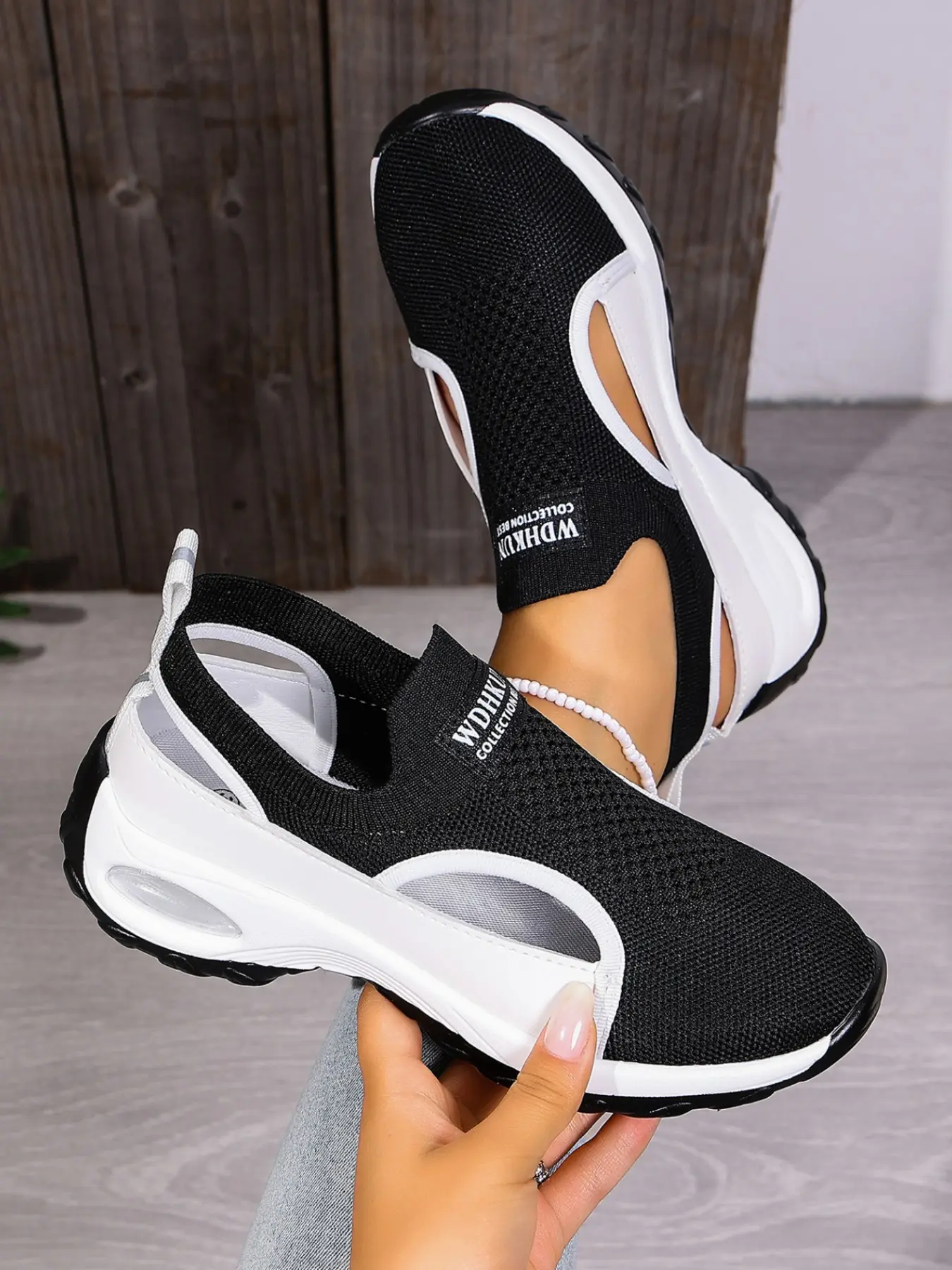 Women's New Flyknit Casual Shoes, High Elastic Knitted Fabric, Breathable, Summer Wear, Large Cutouts, Daily Use, Light Sports, Trendy Shoes
